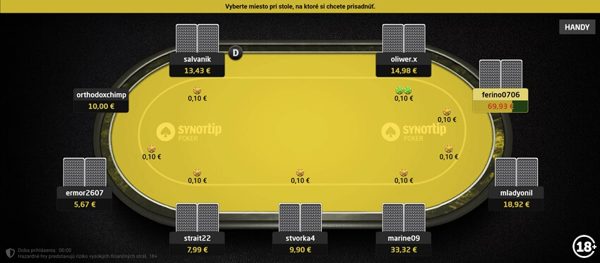 Cash games hra v SynotTip