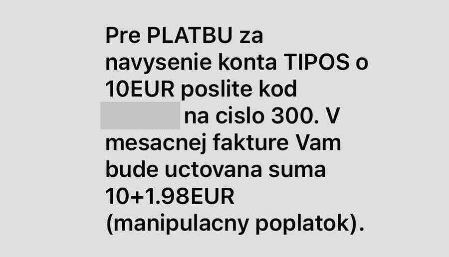 TIPOS SMS platba – SMS správa